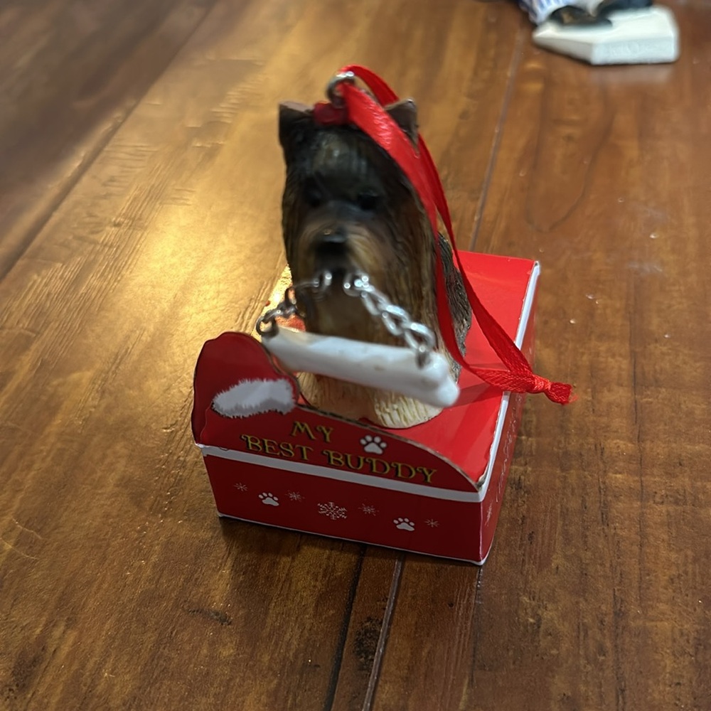 My Best‎ Buddy Yorkshire Terrier Christmas Puppy Cut Ornament
